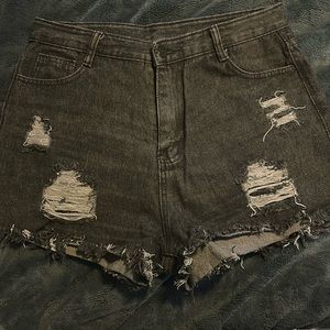 Black ripped Shein shorts